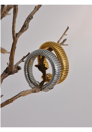 Altın Eetit Moda Paslanmaz Çelik Yuvarlak Elastik Açık Halka 2023 Minimalist 18k Pvd Kaplama Metal Klasik Doku Takı Anillo Bijoux Altın