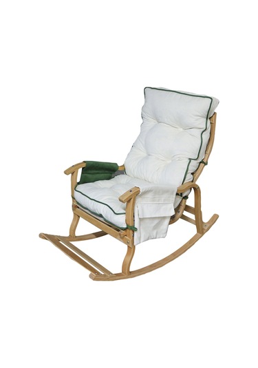 Mobildeco Sultan Lüx Yesıl Krem Ahşap Çift Renkli /cepli Sallanan Ceviz