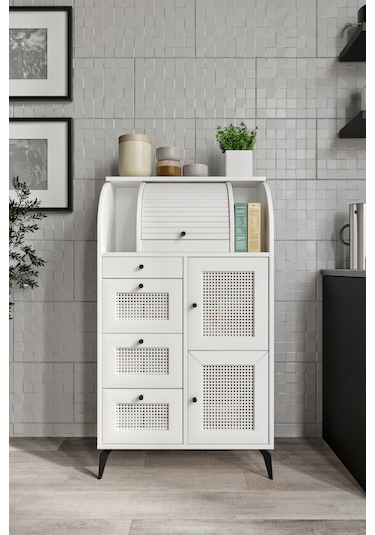 Merlin Mobilya Astana 9 Bölmeli Beyaz Bakliyat Saklama Kileri