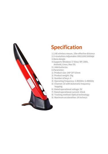 Prestigegoods 2.4g Kablosuz Ergonomik Dikey Kalem Fare, 1600 Dpı, Optik Mouse, Windows & Mac Uygun, Kullanışlı Design Diğer