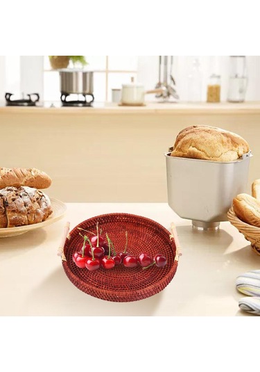 Suntek Gıda Meyve Tatlısı Depolama Için Dokuma Servis Tepsisi Koyu Kahverengi Küçük Koyu Kahverengi