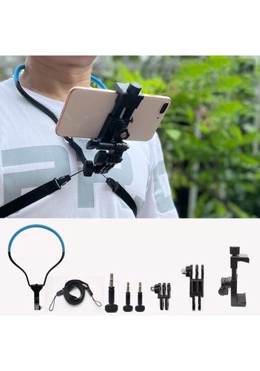 Cbtx Tuyu Kamera Boyun Tutucu Cep Telefonu Video Çekimi İçin Sandık Kelepçesi Montaj // Pov, Spesifik: Telefon Klibi İle Mavi