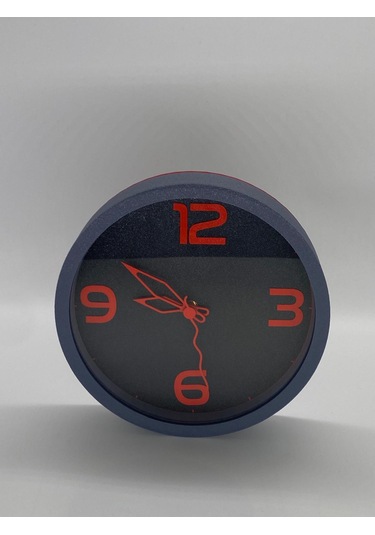 Modern Ve Sade Duvar Saati, Siyah Kasa, Siyah & Kırmızı Siyah