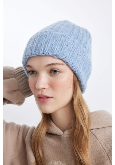 Defacto Kadın Triko Bere Y1090AZ24WNBE106 Mavi