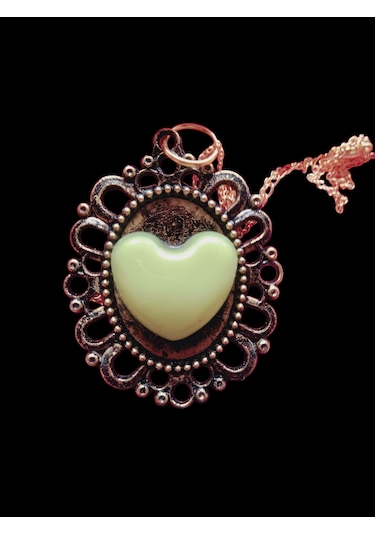 Karanlıkta Parlayan Fosforlu Metal Zincirli Kolye Altın - Yeşil