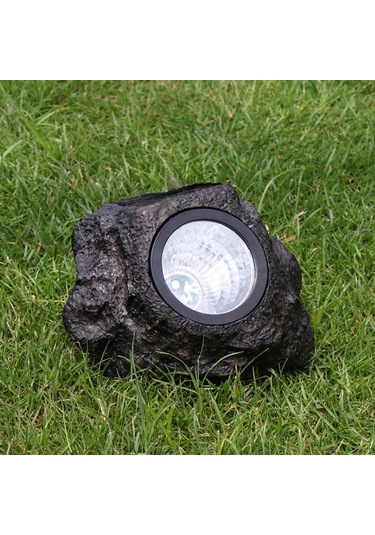 Yunboo Dış Mekan Gölge Lambası, Güneş Enerjili Taş Desenli Bahçe Aydınlatması, Led Isı Ve Beyaz Işık, Su Geçirmez, Pvc Malzeme