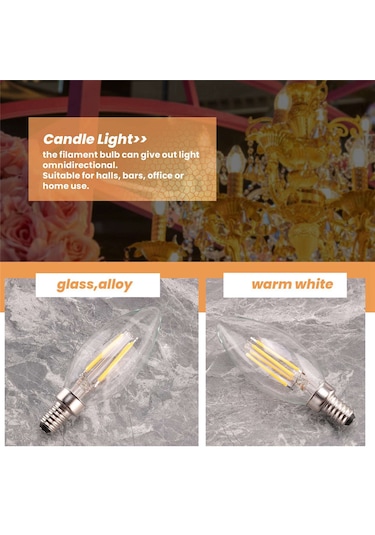 E12 4w Edison Mum Alev Filament Led Ampul Lamba 10 3,5 Cm