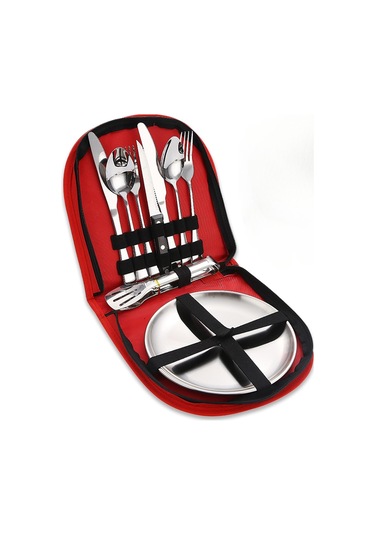 Kişilik Kamp Çatal Bıçak Takımı, Piknik Çatal Bıçak Takımı 10 Parça Kılıflı Kaşık Çatal Bıçak Klips Plaka, Paslanmaz Çelik Kamp Sofra Takımı Diğer