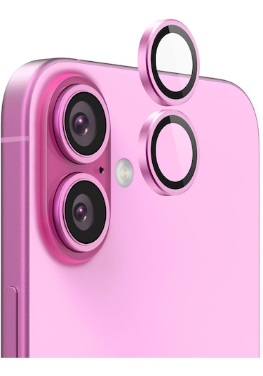 Apple Uyumlu iPhone 16 / 16 Plus Kamera Lens Koruyucu Pembe