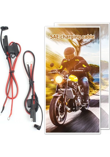 Yaozixa 12v Motosiklet Batarya Şarj Kablosu, Sae Hızlı Bağlantı, 10a Sigorta, Su Geçirmez Kapağı, 16awg, 60cm, 2 Adet