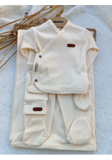 Kız Erkek Bebek Natural 7 Parça Krem Hastane Çıkışı Seti Krem