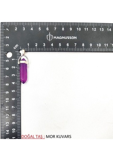 Piramit Doğal Taş Kolye Ucu Mor