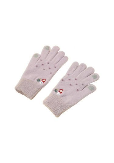 Çocuklar Ve Bayanlar İçin Yeni Kadife Kalınlaştırılmış Sıcak Kardan Adam İşlemeli Dokunmatik Ekran Eldivenleri Kışlık Örme Eldivenler