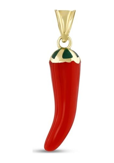 14 Ayar Chili Tasarım Altın Kolye Ucu Altın