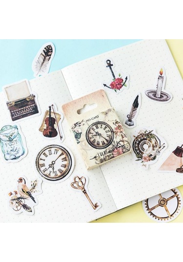 Jms 46 Adet Vintage Gotik Dekorasyon Kağıt Çıkartmalar Kawaii Etiket Engo Diğer