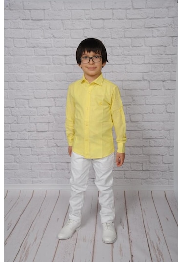 A.L.M Kids Keten Çocuk Uzunkol Gömlek