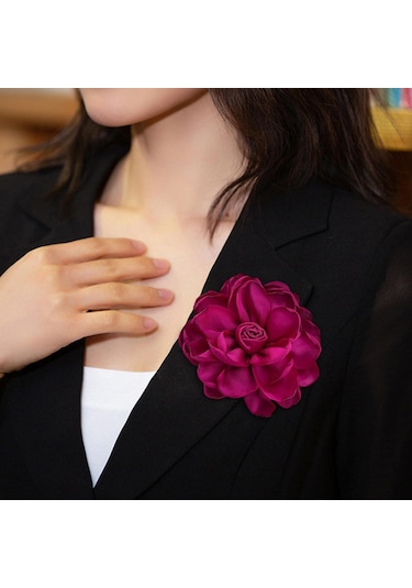 Homyl Anne, Nedime, Düğün İçin Giysilere Uygun Çiçek Broş Kırmızı