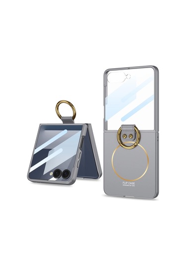 Samsung Galaxy Z Flip 7 Magsafe Uyumlu Yüzüklü Stand Kılıf - Ultra İnce Mat Tam Koruma Telefon Kılıf