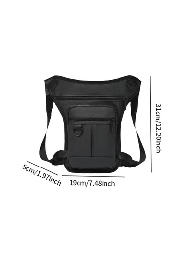 Homyl Erkek Bel Çantası Motosiklet Bacak Fanny Paketi Siyah Siyah