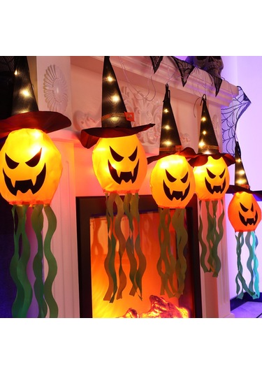 Shineyee 3 Metre Renkli Led Işık Zinciri - Şapkalı Balkabağı Desenli, Ip44 Su Geçirmez, Pil İle Çalışır Piller Hariç