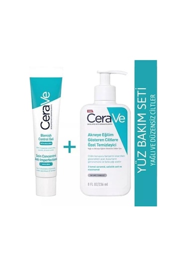 Cerave Yağlı ve Akneye Eğilim Gösteren Ciltlere Özel Temizleyici Jel 236 ML + Cerave Yüz Bakım Jeli 40 ML