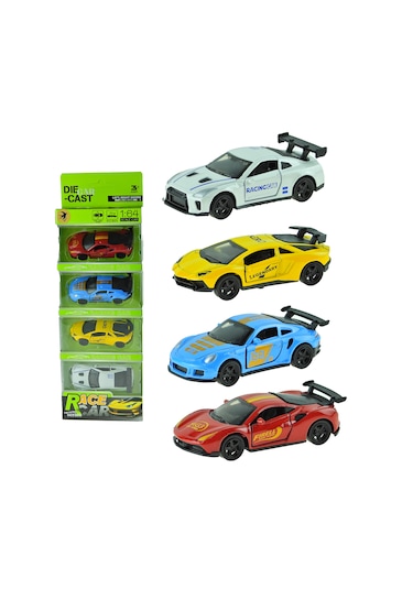 Çek Bırak 4'lü Set 10 Cm 1:64 Ölçek Oyuncak Metal Araba