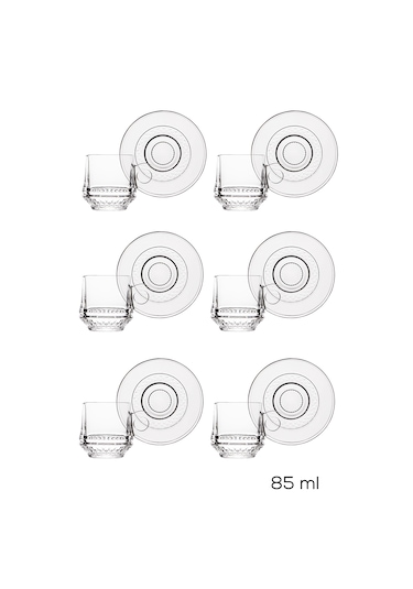 Porsima Lale 12 Parça Cam Türk Kahve Fincan Takımı 85 Ml Şeffaf