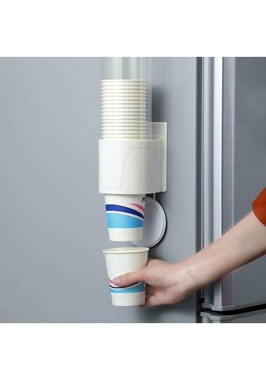 Wezone Ev İçin Otomatik Bardak Alma Aleti - Deliksiz Duvar Tipi, Toz Koruyucu Tek Kullandım Bardak Rafı Yeni Beyaz Diğer