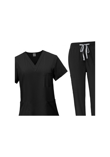 Dolıty Kadın Üniforma Scrubs Set Üstü Ve Pantolon L-siyah