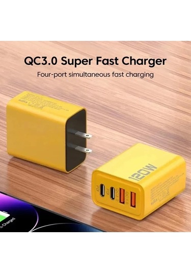 Zyzqstore 120w Hızlı Şarj Cihazı 4-portlu Cep Telefonu Duvar Adaptörü, Yüksek Güçlü Şarj Sistemi