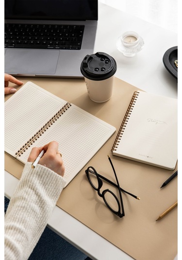 A5 Kraft Karton Kapak 70 Yaprak 110 Gram Kareli Not Defteri Kareli Kraft