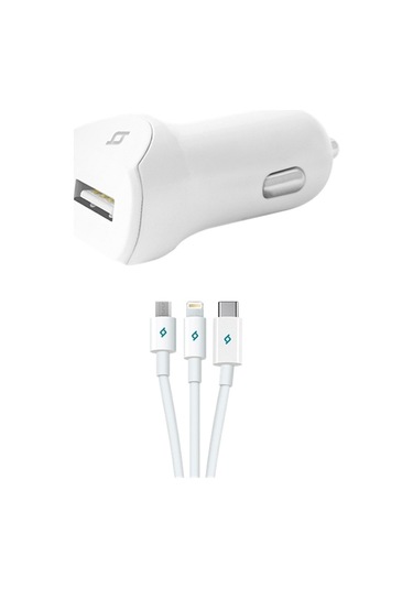 Ttec 2cks01ut Hızlı Şarj Universal Araç Şarj Cihazı 2.1a Trio Kablolu Beyaz ' Beyaz