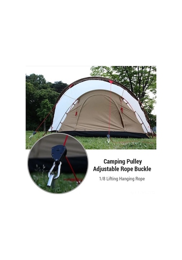 Supermarket1 4'lü Metal Makaralı Kamp Halatı - 75kg, Yüksek Kapasiteli Çadır İpi Diğer