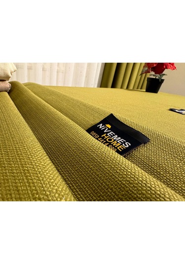 Nivemeshome Yeşil 140x220 Keten Masa Örtüsü Yeşil