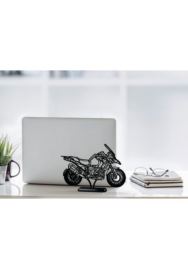 3d Yazıcı Üretimi Macera Motosikleti Masa Dekoru 20cm Siyah