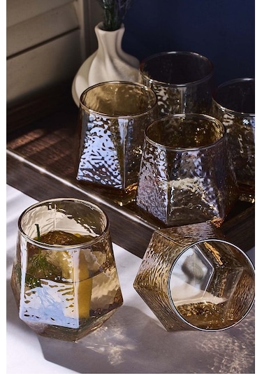 Perotti Harris Amber 320 Ml 6'lı Cam Bardak 16675 Karışık Renkli