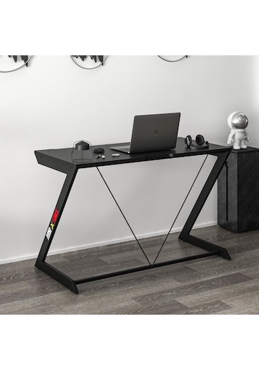 Zoned Metal Ayaklı Gaming Oyuncu Masası - Siyah