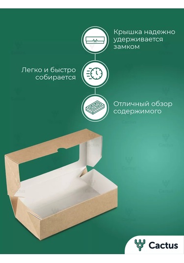 Cactus Pencereli Kraf Kutu Tek Kullanımlık Kapaklı Kutular 138246368 100 adet