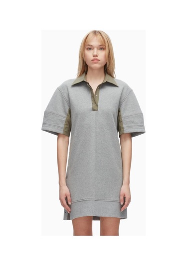 3.1 Phillip Lim Terry Polo Kadın Elbise, Fransız Havlu Kumaş Gri