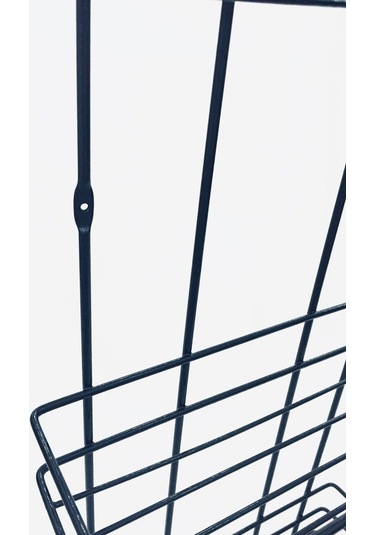 3 Katlı Siyah Yapışkanlı Banyo Rafı, 2 Kancalı Şampuanlık Düzenleyici, Paslanmaz Metal Banyo Askısı - TŞ-03