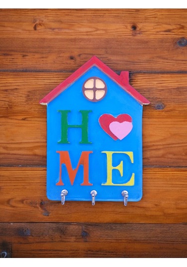 Kendin Boya Ev Anahtar Askısı,2 Farklı Fırça Ve 6lı Akrilik Boya