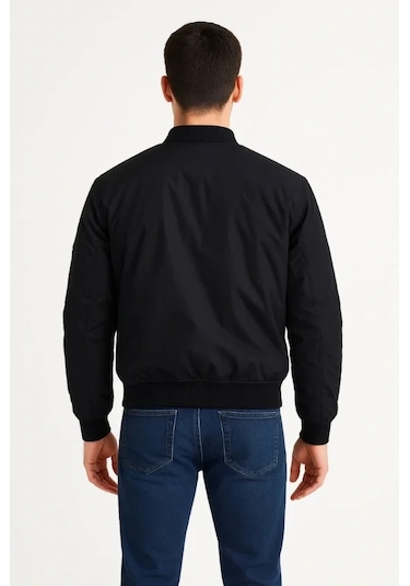 Defymoda Arka Bomber Ceket - Siyah
