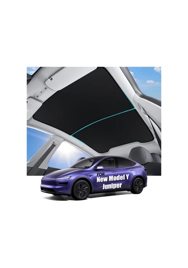 Honeybeeshop 2025 Tesla Model Y Juniper  Rengi Asılmaz Güneşlik Tavan Isı Yalıtımlı Cam Güneşliği -