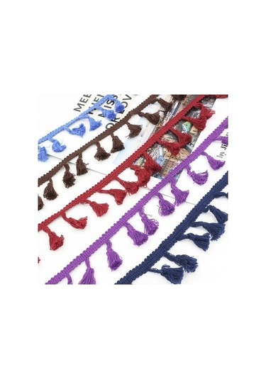 Flybuy 25 Metre 4.5 Cm Pamuklu Süpürge Dantel Kurdele, Etnik Püskül, Dıy Perde, Ev Dekoru, Giyim Aksesuarı, Kırmızı Renk