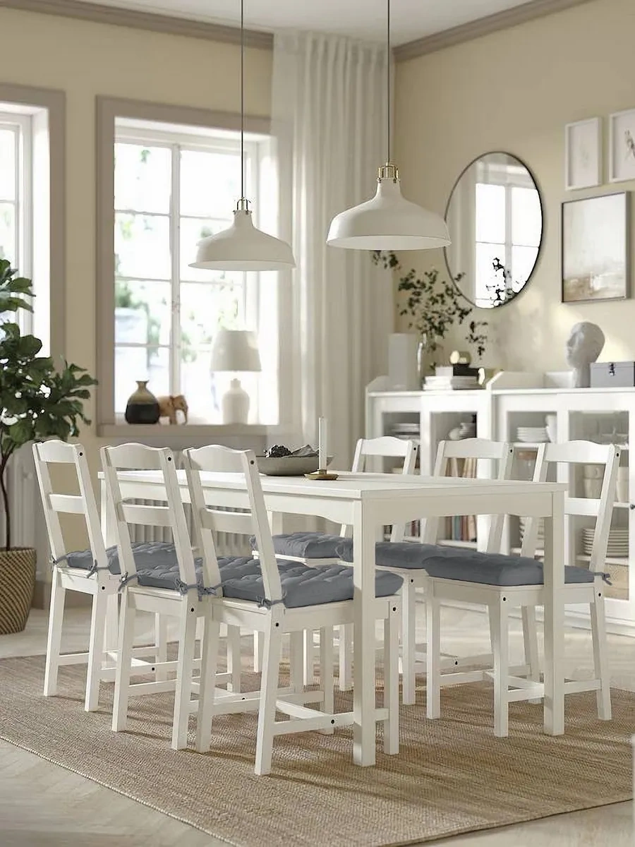 Ikea Kare Desenli Koltuk Minderi Bağcıklı 2 Adet, Ikea Hellvi. 267345179 Gri