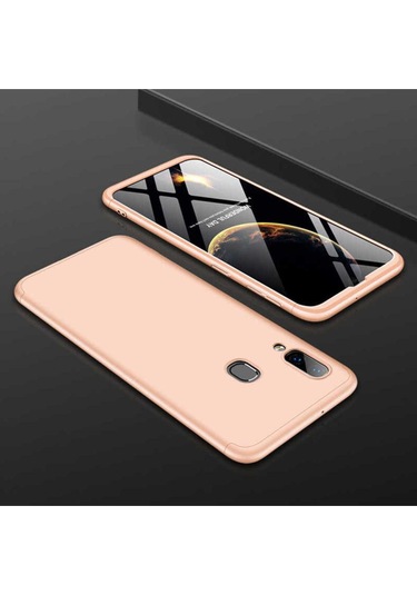 Samsung Uyumlu Galaxy A20 Kılıf Zore Ays Kapak Gold