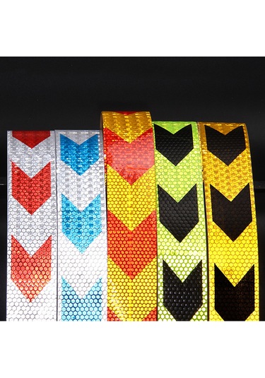 Shineyee Araç Yönlü Oklu Reflektör Şeridi - Gece Uyarı Fonsiyonu, 300x5 Cm Sarı-kırmızı, Pvc Materyal, Yüksek Yansıma