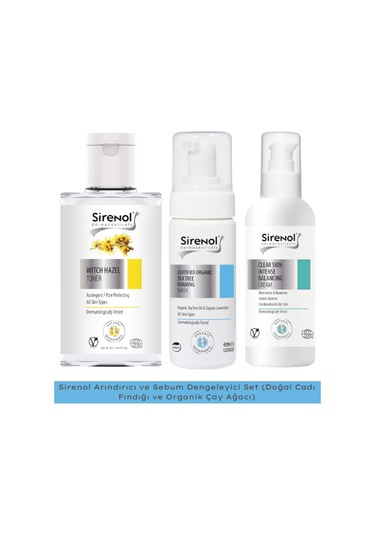 Sirenol Yoğun Dengeleyici Bakım Kremi 60 ML + Çay Ağacı Temizleme Köpüğü 150 ML + Gözenek Temizleyici Tonik 300 ML