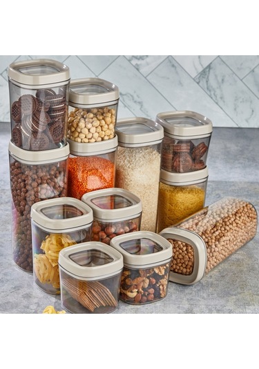 Ceronni Bonny Erzak Saklama Kabı 12li Set 1,8 Lt 1 Lt 600 Ml Bej Bej