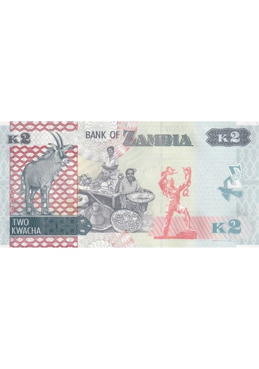 Zambiya, 2 Kwacha 2018 Çil Eski Yabancı Banknot